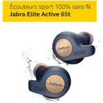 Écouteurs de sport Bluetooth à Isolation passive du bruit avec capteur de mouvement pour le suivi - Sans fil - Jabra Elite Active 65t Écouteurs